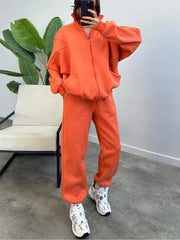 Women's 2 Piece Sets Zipper Outfits Casual Long Sleeve Sweatsuits Sets