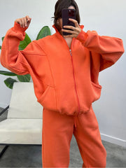 Women's 2 Piece Sets Zipper Outfits Casual Long Sleeve Sweatsuits Sets