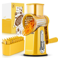 SUSTEAS Rotary Cheese Grater with 5 Blades & Suction Base