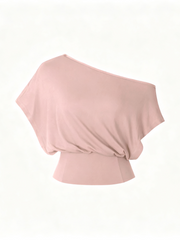 Limited Time Sale Women One Shoulder Split Slim Crop Short Sleeve Fashion Top