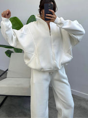 Women's 2 Piece Sets Zipper Outfits Casual Long Sleeve Sweatsuits Sets