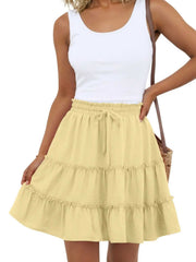 Women Flowy Skorts Built-in Shorts Floral Ruffle Tiered Skirts with Pockets