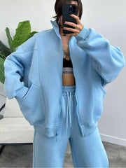 Women's 2 Piece Sets Zipper Outfits Casual Long Sleeve Sweatsuits Sets