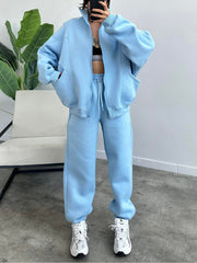 Women's 2 Piece Sets Zipper Outfits Casual Long Sleeve Sweatsuits Sets