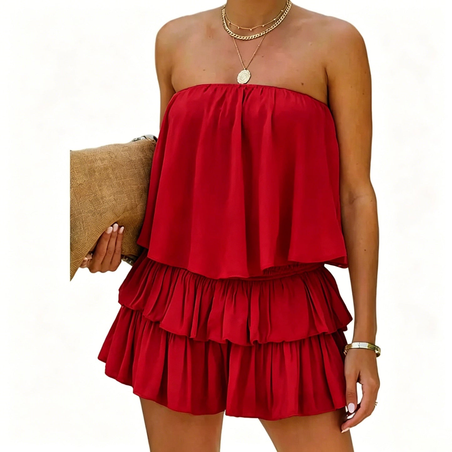 Women's Summer Style Off-The-Shoulder Smocked Romper