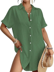 Women Swimsuit Coverup Shirt Dress Button Down Bathing Suit Cover Up Beach Outfits