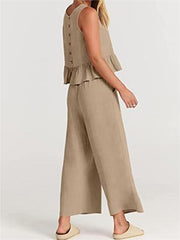 Women's Summer 2 Piece Outfits - Lounge Set with Pockets