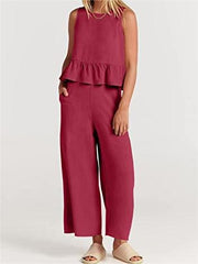 Women's Summer 2 Piece Outfits - Lounge Set with Pockets