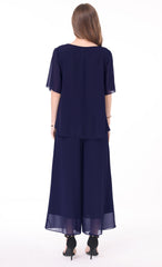 Women's 2-Piece Chiffon Blouse & Wide Leg Pants Set
