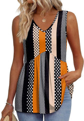 ⏰Hot Sale-Women's Print Flowy Sleeveless V Neck Peplum Tank Tops