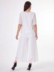 Women's 2-Piece Chiffon Blouse & Wide Leg Pants Set