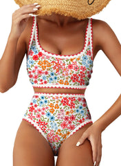 Women's Bikini Sets Floral Print Whip Stitch 2 Piece Swimsuits