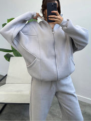 Women's 2 Piece Sets Zipper Outfits Casual Long Sleeve Sweatsuits Sets