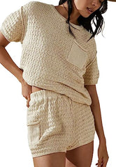 Women Knitted Two Piece Sweater Set