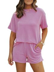 Women 2 Piece Summer Outfit Pocket Shorts Matching Set