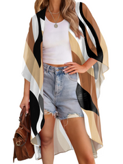 Women's Multi-Print Kimono Beach Cover-Up Cardigan
