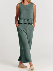 2024 Women's Summer 2 Pieces Outfits - Lounge Set with Pockets