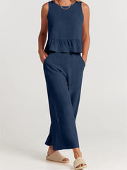 2024 Women's Summer 2 Pieces Outfits - Lounge Set with Pockets