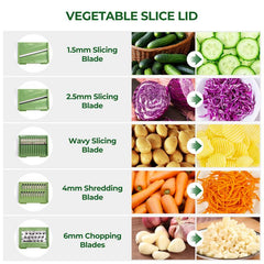 PUKOMC 5-in-1 Large Salad Spinner, with vegetable cutter, colander, bowl, and strainer.
