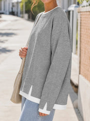 ⏰Hot Sale-Women's Crew Neck Fake Two Piece Layered Sweatshirt