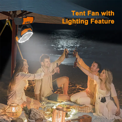 Rechargeable Camping Fan with LED Light & 360° Hanging Hook