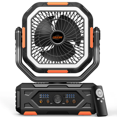 30000mAh Rechargeable Camping Fan with LED Light, Remote Control & Oscillation