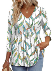 Limited time sale🔥Women's V-Neck 3/4 Sleeve Ruffled hem Top