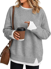 Women's Fake Two Piece Layered Sweatshirt Patchwork Oversized Pullover Top
