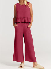 2024 Women's Summer 2 Pieces Outfits - Lounge Set with Pockets