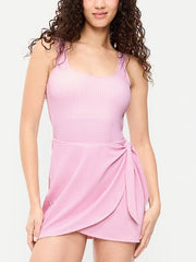 Matte Side-Tie Swim Dress