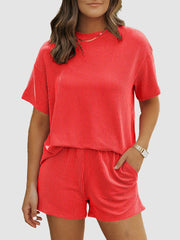 Women 2 Piece Summer Outfit Pocket Shorts Matching Set