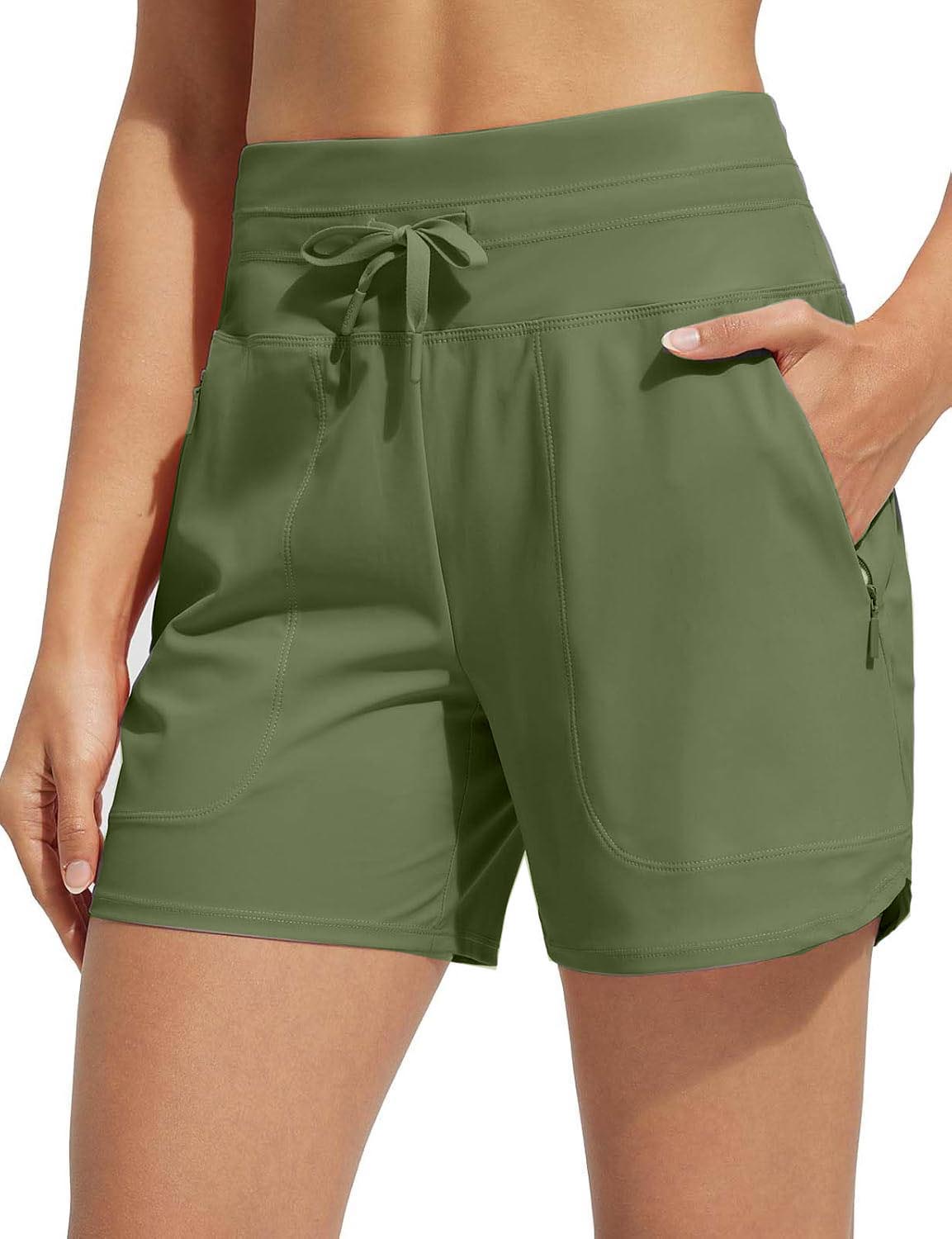 ✨Women's 5" Swim Board Shorts High Waisted Quick Dry Swimsuit Swimming Bottoms
