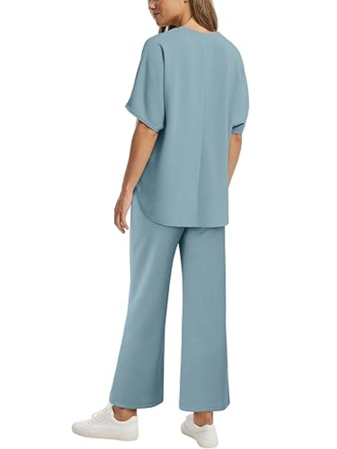 ⏰Hot Sale-Women Oversized Tshirt and Wide Leg Crop Pants 2 Piece Sets