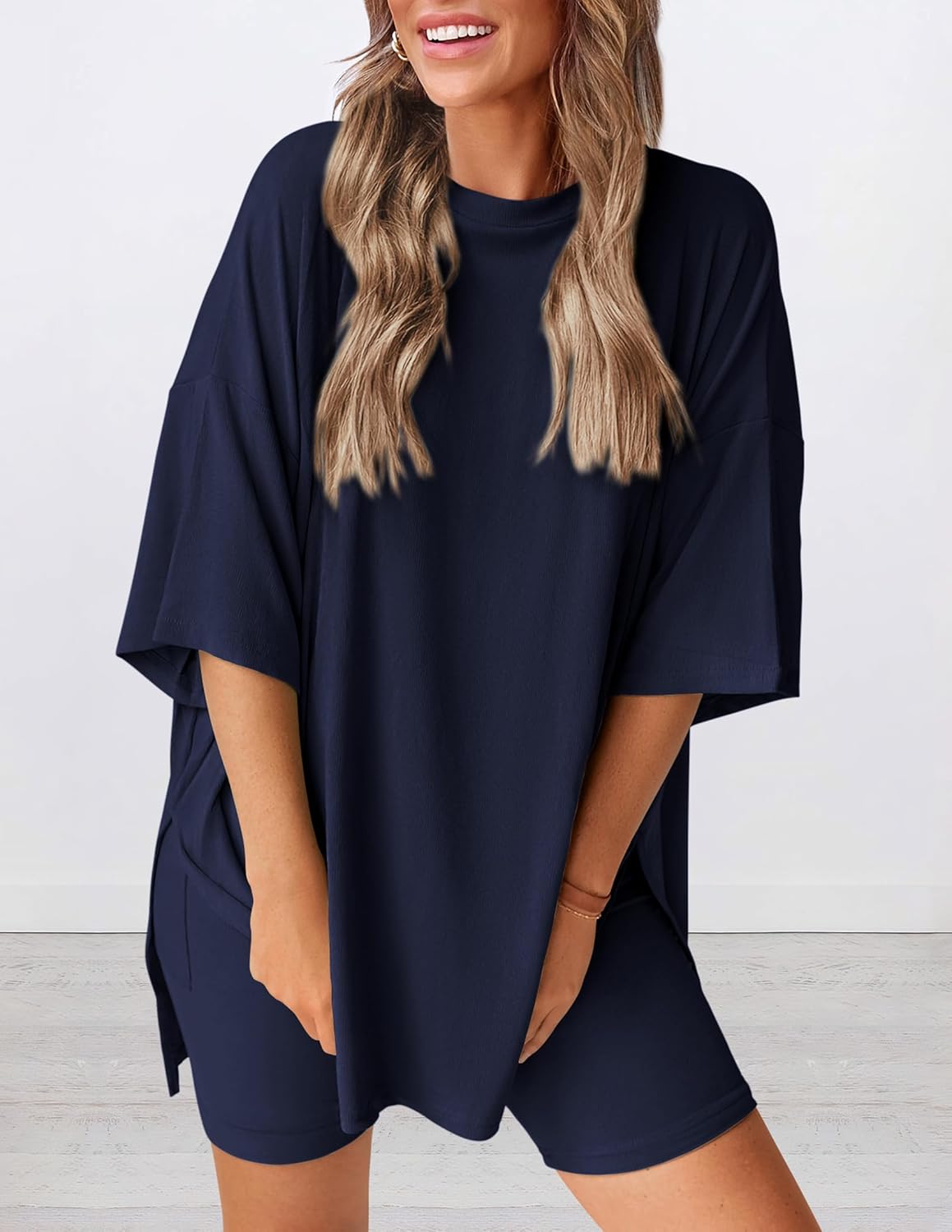Women's Oversized Casual T-Shirt Shorts Suit Stretch Two-Piece Set