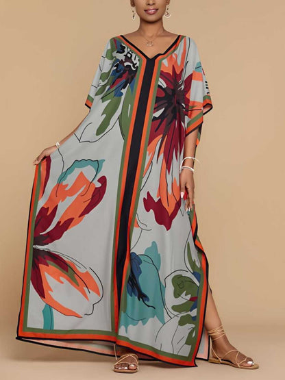 Women Beach Swimsuit Cover Up V Neck Maxi Dress