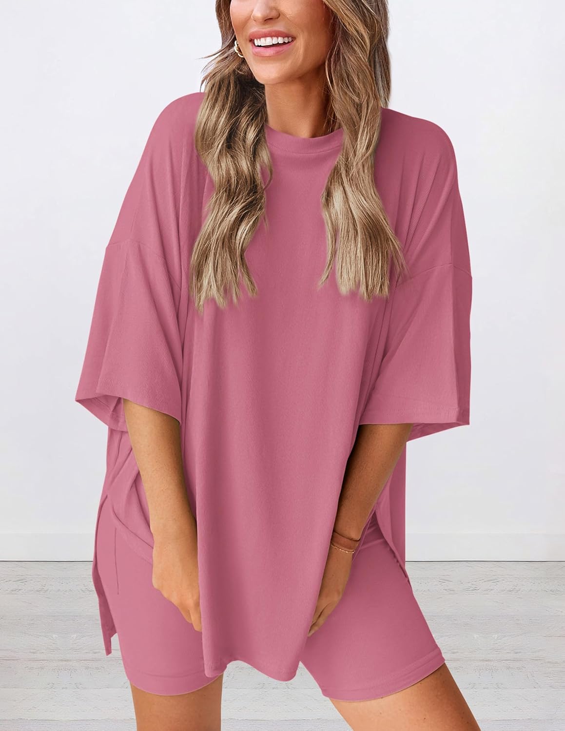 Women's Oversized Casual T-Shirt Shorts Suit Stretch Two-Piece Set