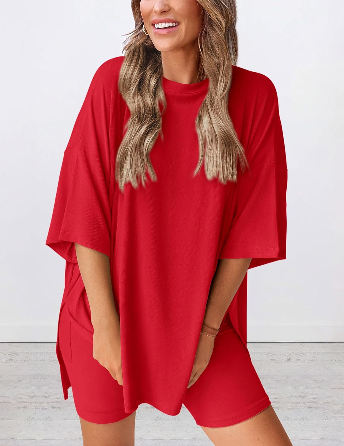 Women's Oversized Casual T-Shirt Shorts Suit Stretch Two-Piece Set