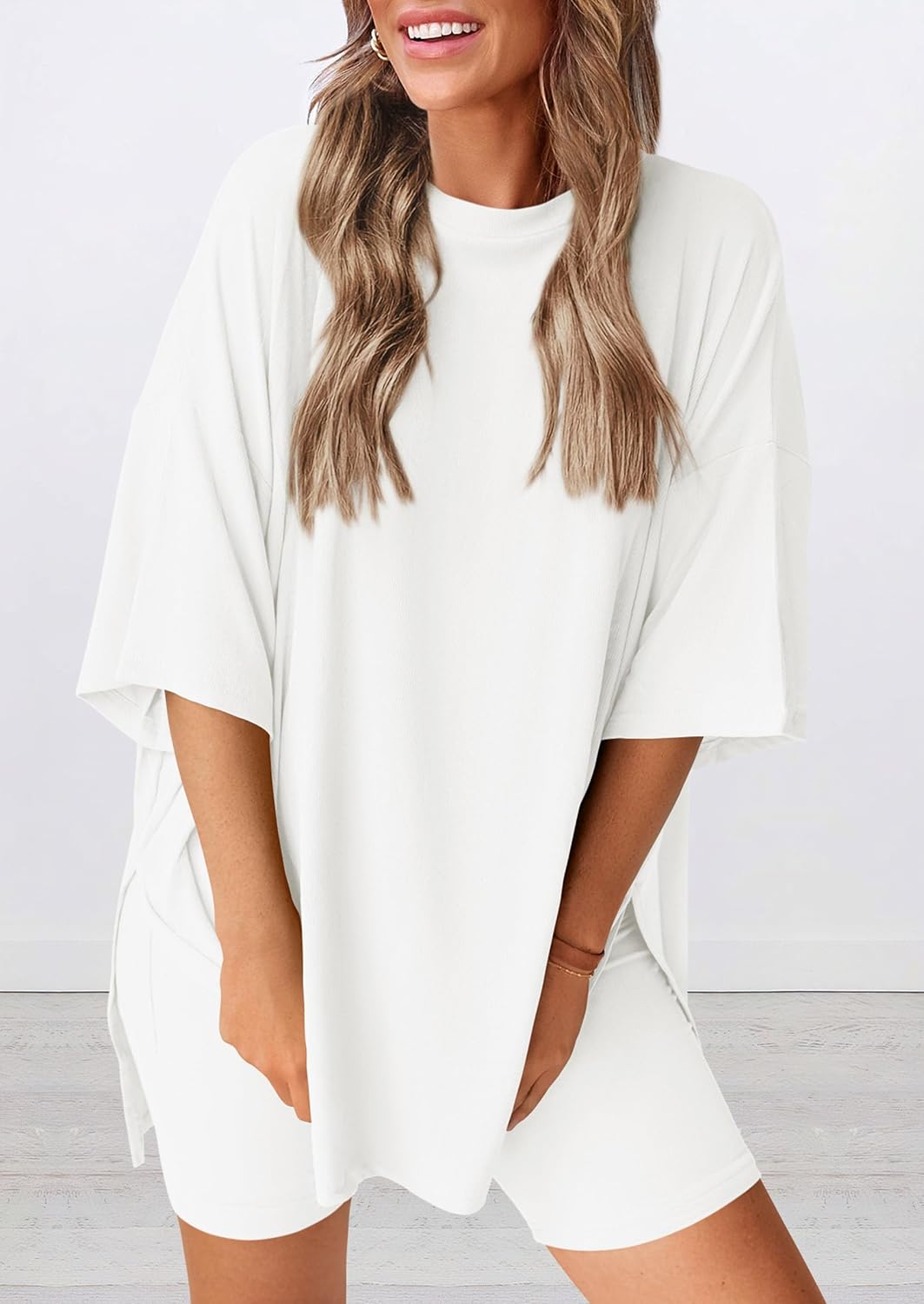 Women's Oversized Casual T-Shirt Shorts Suit Stretch Two-Piece Set