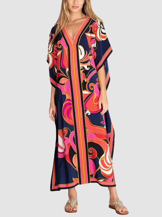Women Beach Swimsuit Cover Up V Neck Maxi Dress