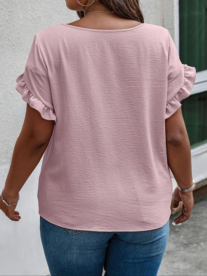 Women's Summer Ruffle Sleeve Round Neck T-Shirt