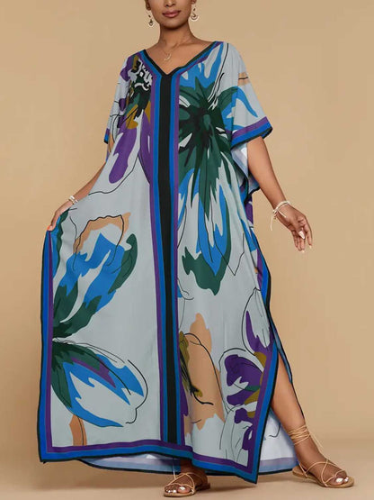 Women Beach Swimsuit Cover Up V Neck Maxi Dress