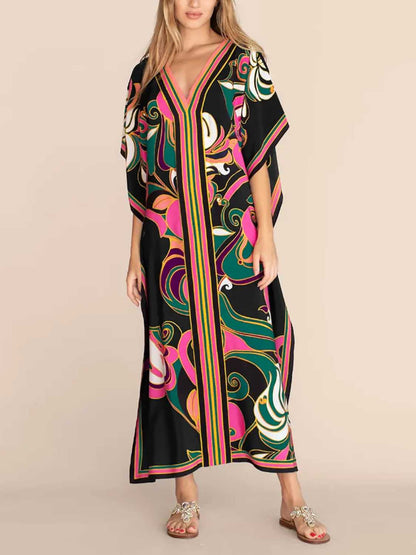 Women Beach Swimsuit Cover Up V Neck Maxi Dress