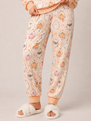 Women Halloween Pumpkin Ghost Print Long Sleeve 2 Piece Pajama Set