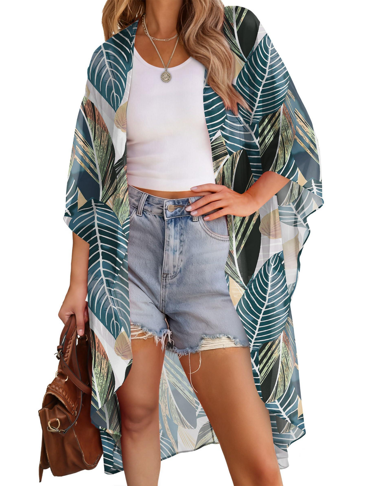 Women's Multi-Print Kimono Beach Cover-Up Cardigan