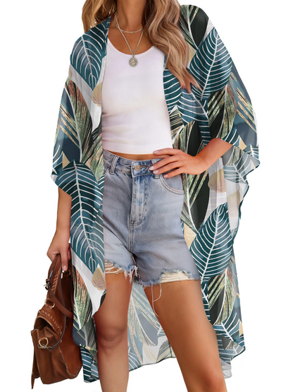 Women's Multi-Print Kimono Beach Cover-Up Cardigan