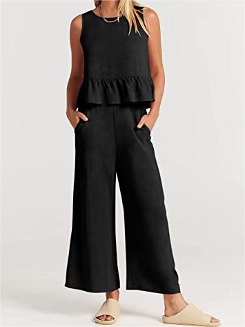 Women's Summer 2 Piece Outfits - Lounge Set with Pockets
