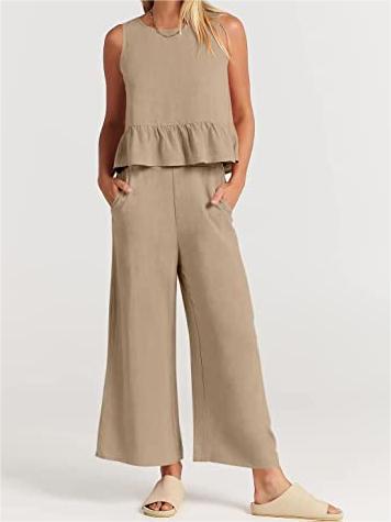 Women's Summer 2 Piece Outfits - Lounge Set with Pockets