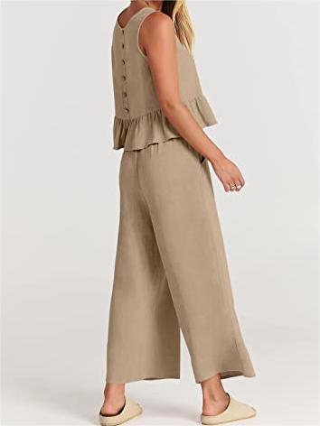 Women's Summer 2 Piece Outfits - Lounge Set with Pockets