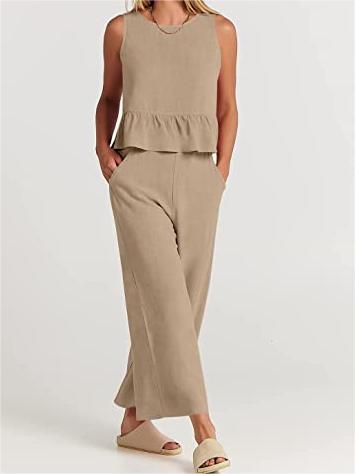 Women's Summer 2 Piece Outfits - Lounge Set with Pockets