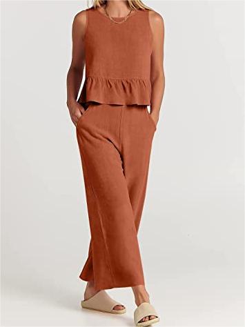 Women's Summer 2 Piece Outfits - Lounge Set with Pockets